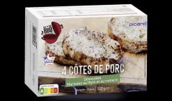 4 côtes de porc désossées marinées au thym,romarin*Picard Discount