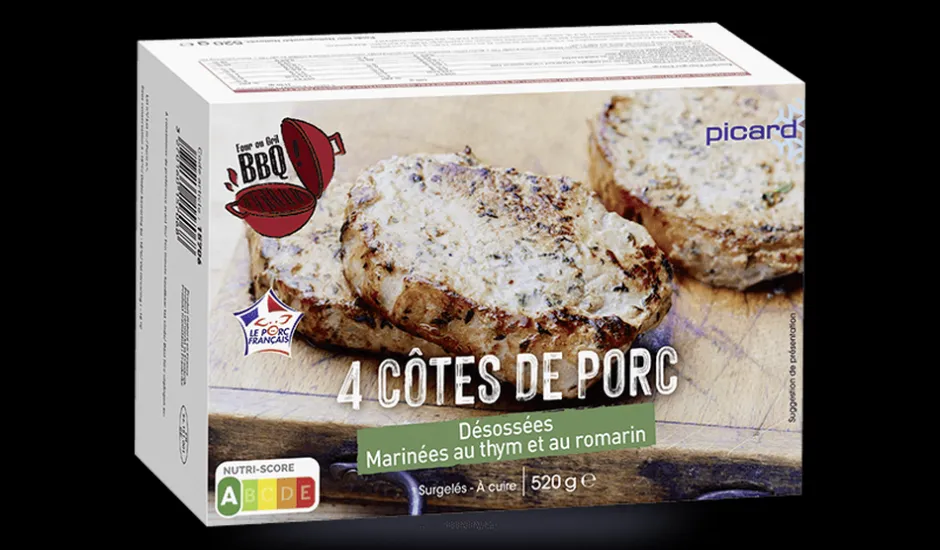 4 côtes de porc désossées marinées au thym,romarin*Picard Discount