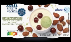 2 mini-pots crème glacée Lait d'amande, griottes*Picard New
