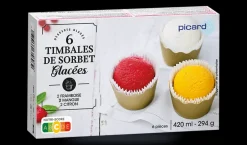 6 timbales de sorbet, framboise, mangue, citron*Picard Sale