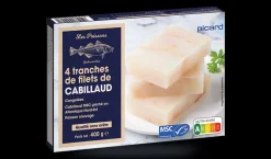 4 tranches de filets de cabillaud MSC, sans arête*Picard