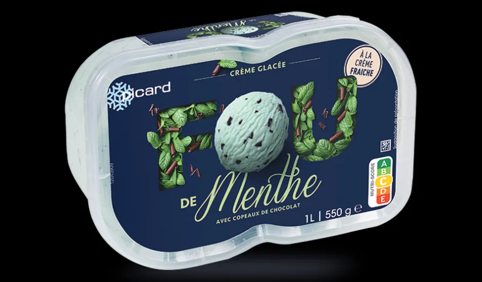Crème glacée menthe, avec copeaux de chocolat*Picard Hot