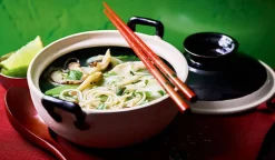 Soupe wonton bouillon légumes, raviolis crevettes*Picard Sale